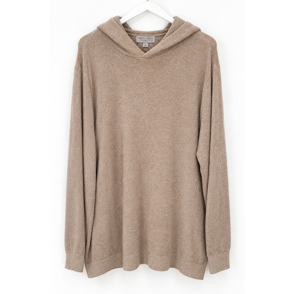 Barefoot Dreams CozyChic Ultra Lite Pullover Hoodie Taupe Tan BDMCU21079 Large